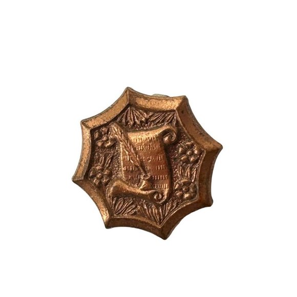 Brooch Pin Copper Color Parchment Feather Quill Small 5/8" - Picture 3 of 4